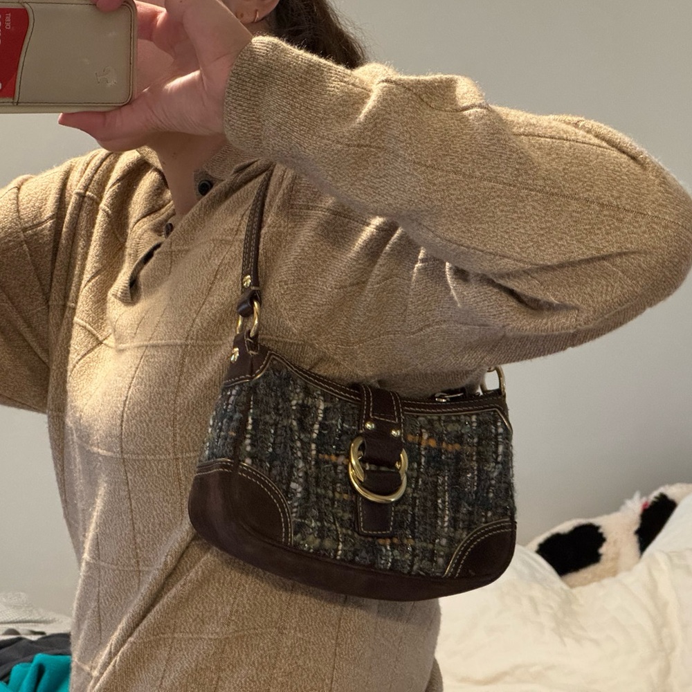 Brown Tweed Coach Bag